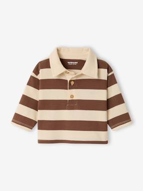 Baby-T-shirts & Roll Neck T-Shirts-T-shirts-Striped long-sleeved baby polo shirt