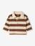 Striped long-sleeved baby polo shirt cocoa+grey blue - vertbaudet enfant 