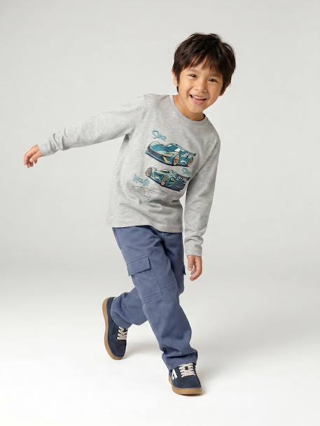 Top with Fun Motif for Boys ecru+marl grey - vertbaudet enfant 