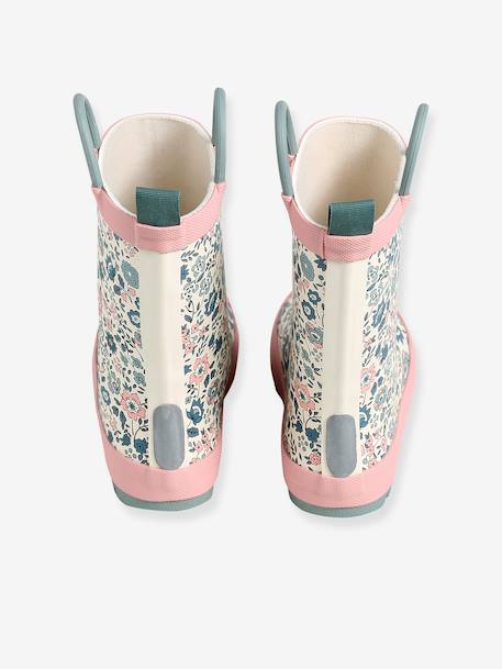 Printed Rubber Wellies for Children, Designed for Autonomy ecru+printed blue+set pink - vertbaudet enfant 