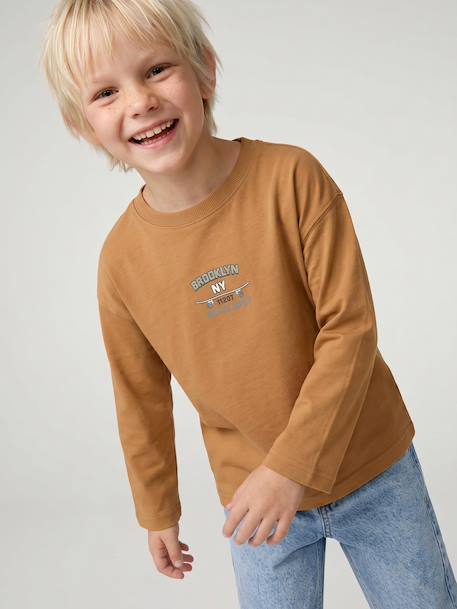 Long-sleeved T-shirt for boys ocean blue+ochre - vertbaudet enfant 