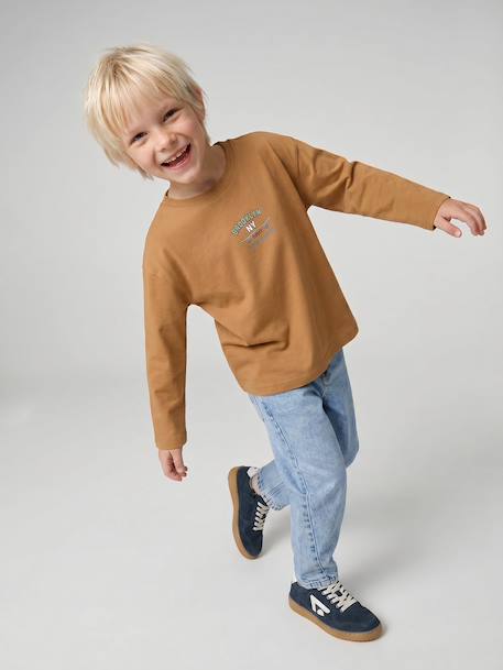 Long-sleeved T-shirt for boys ocean blue+ochre - vertbaudet enfant 