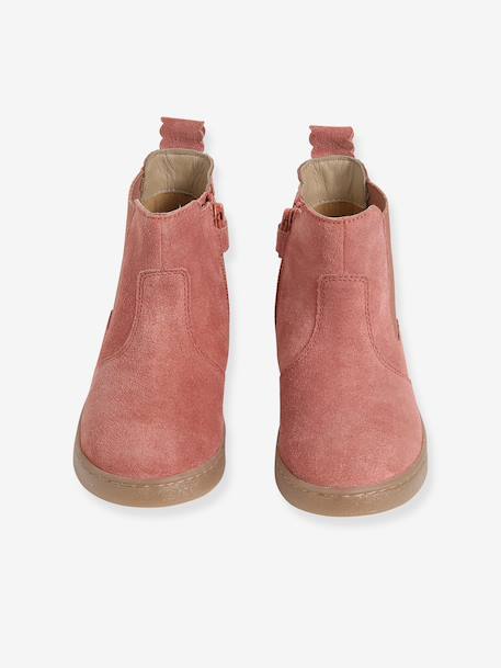 Leather Boots for Girls beige+bronze+brown+camel+green+navy blue+old rose - vertbaudet enfant 