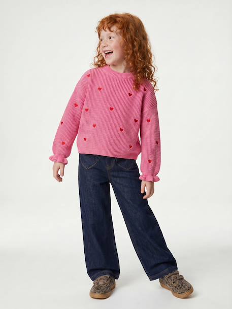 Wide-leg jeans for girls brut denim+medium blue - vertbaudet enfant 