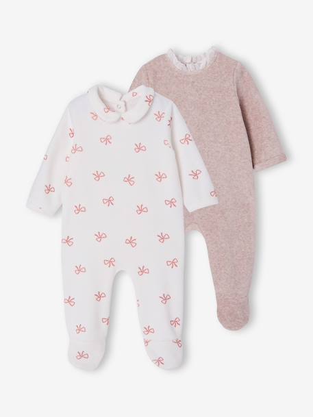 Lot de 2 dors-bien bébé fille dos pressionné beige chiné - vertbaudet enfant 