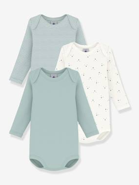 Pack of 3 long-sleeved bodysuits by PETIT BATEAU - vertbaudet enfant -Pack of 3 long-sleeved bodysuits by PETIT BATEAU