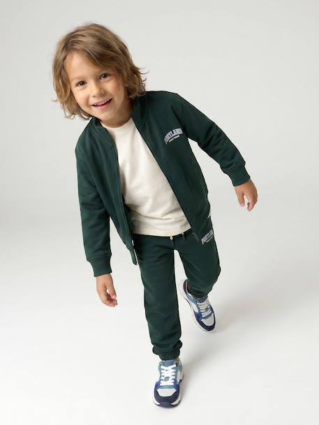 Sweat zippé garçon col camionneur marine+rouge+vert sapin - vertbaudet enfant 