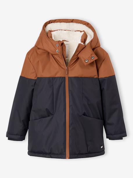 Technical Parka with Hood for Boys BROWN MEDIUM SOLID WITH DESIGN+hazel - vertbaudet enfant 