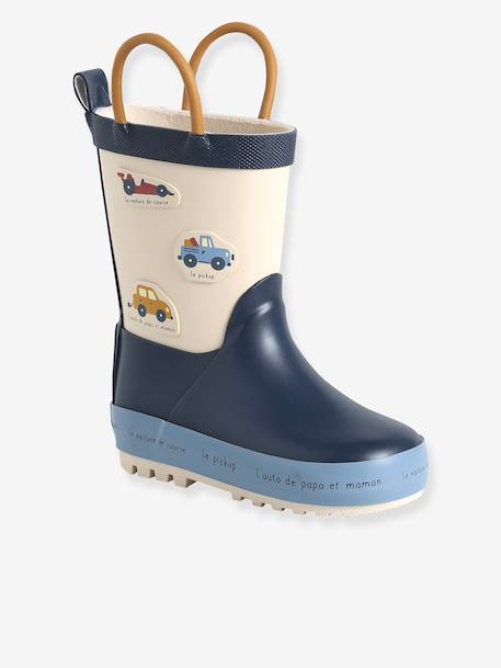 Bottes de pluie bébé détails ludiques bleu clair+marine+rayé marine+vert imprimé - vertbaudet enfant 