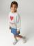 Crewneck sweatshirt with long sleeves for girls chambray blue+marl grey - vertbaudet enfant 