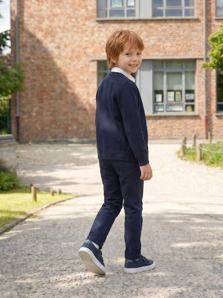 Pantalon garçon esprit chino facile à enfiler beige+marine - vertbaudet enfant 