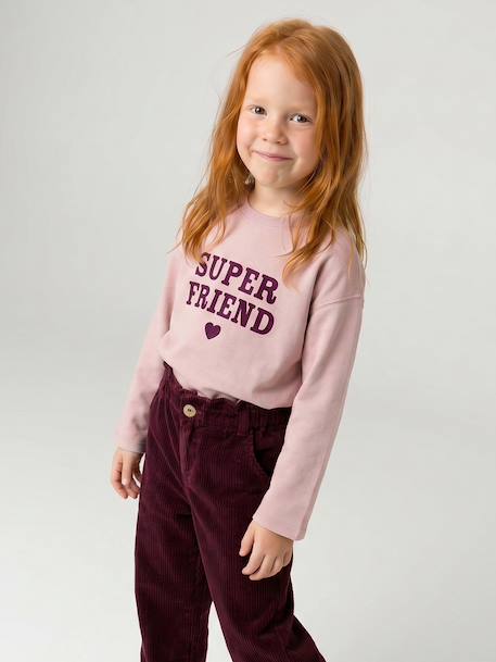 Long-sleeved T-shirt for girls green+ink blue+pale pink - vertbaudet enfant 