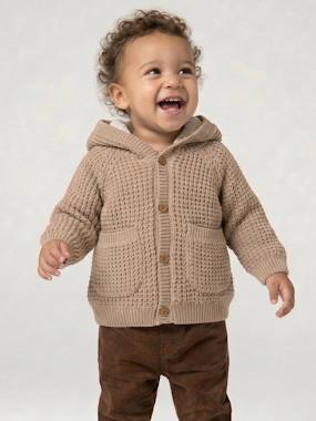 -Baby hooded knitted cardigan
