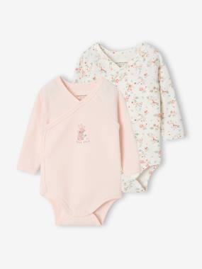 -Pack of 2 long-sleeved newborn bodysuits