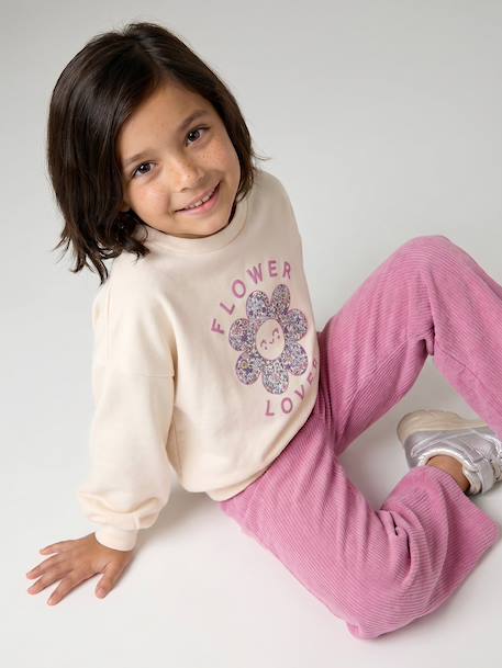 Ensemble fille sweat et pantalon écru - vertbaudet enfant 
