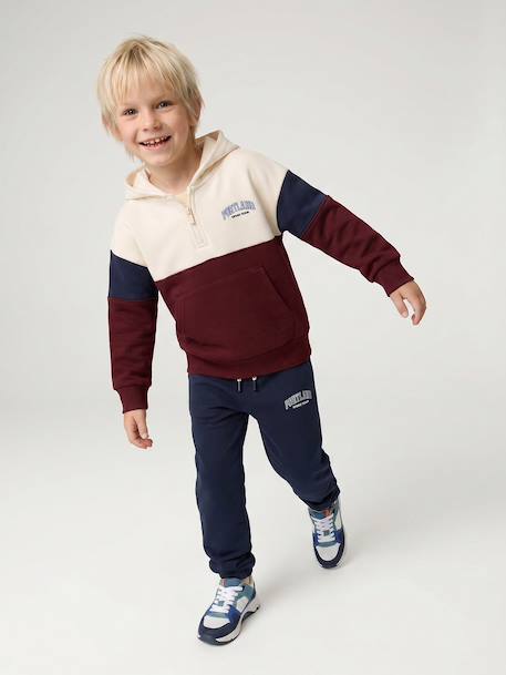 Boys' colour block hooded sweatshirt bordeaux red+red - vertbaudet enfant 