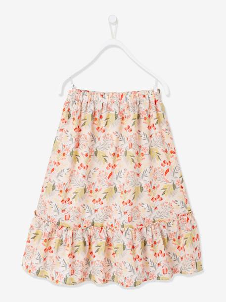 Long Skirt for Girls Light Pink/Print+White/Red - vertbaudet enfant 