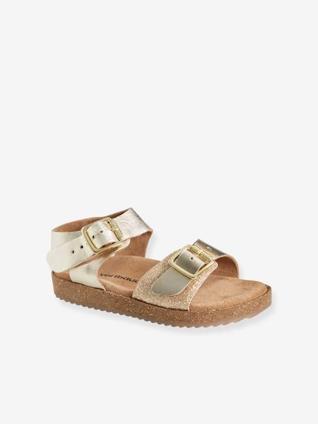 Foam Leather Sandals for Girls Gold - vertbaudet enfant 