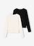 Pack of 2 cropped long-sleeved T-shirts for girls black+chocolate - vertbaudet enfant 