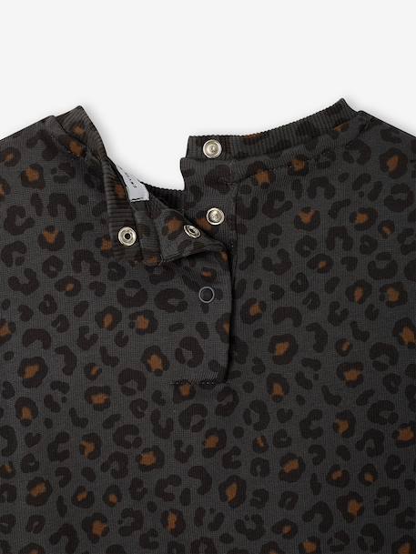 Leopard-print sweatshirt with a heart motif for baby and mum, from the ENVIE DE FRAISE capsule collection beige+dark grey - vertbaudet enfant 