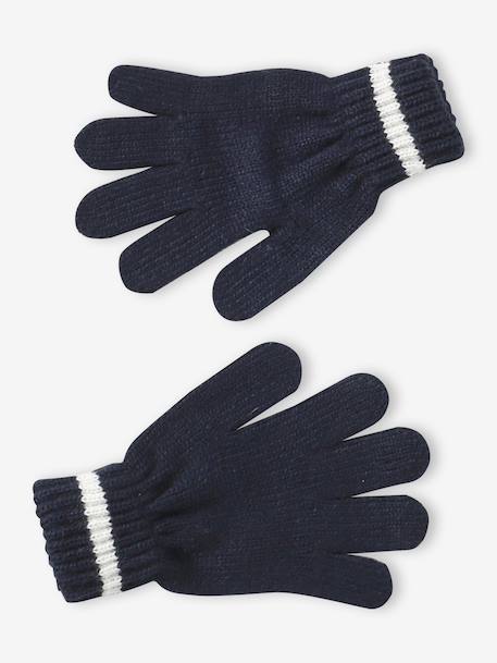 Hat, snood and gloves set for boys marl grey+night blue - vertbaudet enfant 