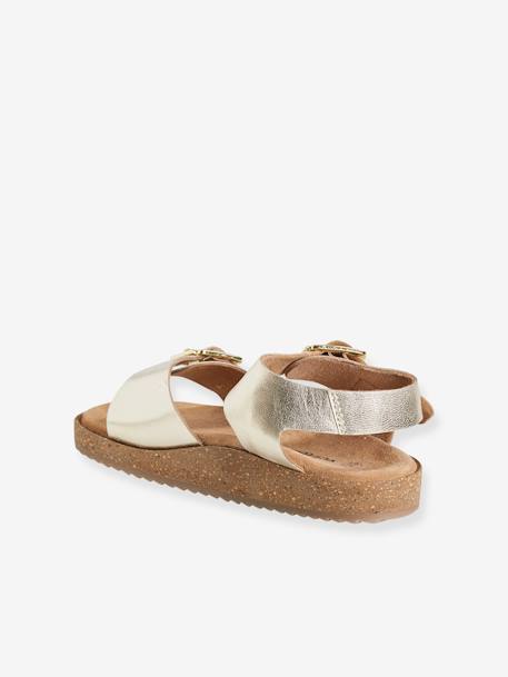 Foam Leather Sandals for Girls Gold+GREEN MEDIUM SOLID - vertbaudet enfant 