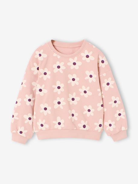 Sweat fille col rond écru+ivoire+rose pâle+taupe - vertbaudet enfant 