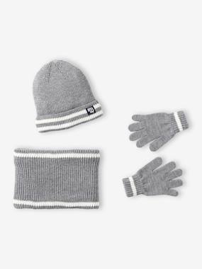 Ensemble garçon bonnet, snood et gants - vertbaudet enfant Garçon-Ensemble garçon bonnet, snood et gants