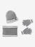 Hat, snood and gloves set for boys marl grey+night blue - vertbaudet enfant 