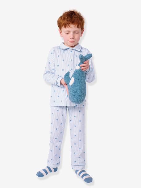 Button-through star-print pyjamas by CYRILLUS light blue - vertbaudet enfant 