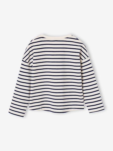 T-shirt marinière manches longues fille marine+rose bonbon - vertbaudet enfant 