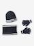 Hat, snood and gloves set for boys marl grey+night blue - vertbaudet enfant 