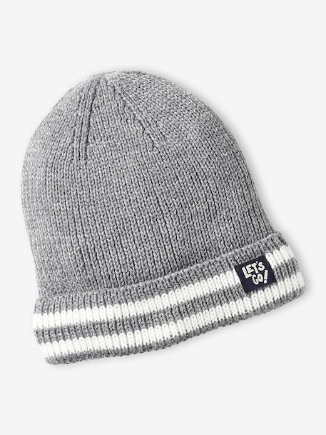 Hat, snood and gloves set for boys marl grey+night blue - vertbaudet enfant 