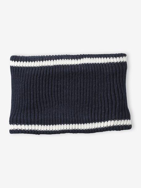 Hat, snood and gloves set for boys marl grey+night blue - vertbaudet enfant 