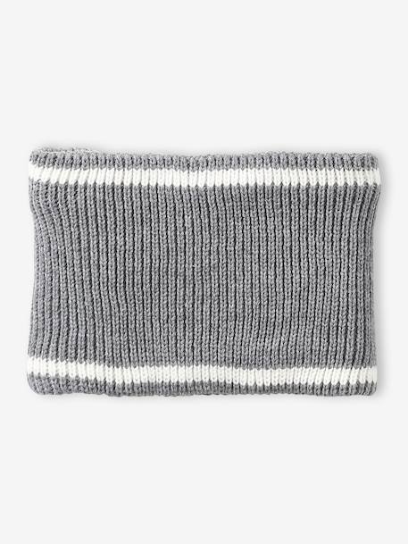 Hat, snood and gloves set for boys marl grey+night blue - vertbaudet enfant 