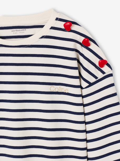 T-shirt marinière manches longues fille marine+rose bonbon - vertbaudet enfant 