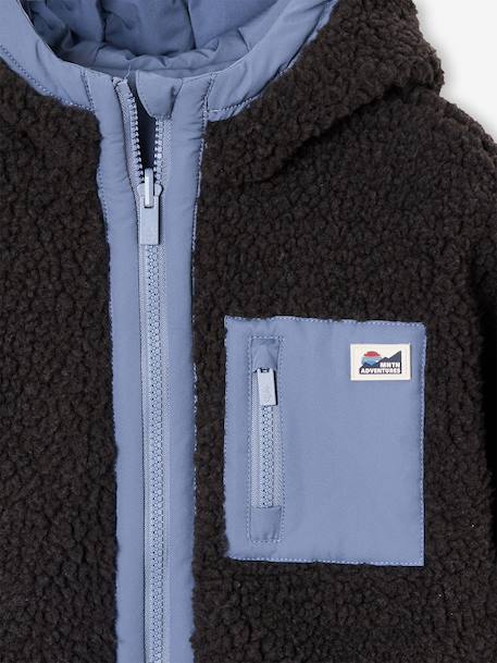 Reversible hooded jacket for boys fir green+grey blue - vertbaudet enfant 