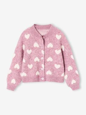 - Cardigan with Jacquard Knit Hearts for Girls