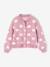 Cardigan with Jacquard Knit Hearts for Girls golden beige+lilac+old rose - vertbaudet enfant 