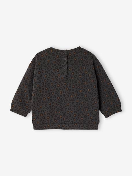 Sweat bébé léopard coeur printé capsule famille beige+gris foncé - vertbaudet enfant 
