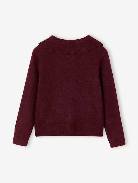 Buttoned collar cardigan for girls bordeaux red - vertbaudet enfant 