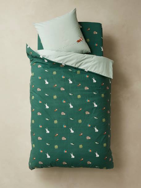 Parure housse de couette enfant et taie d'oreiller CLASSE VERTE VERT - vertbaudet enfant 