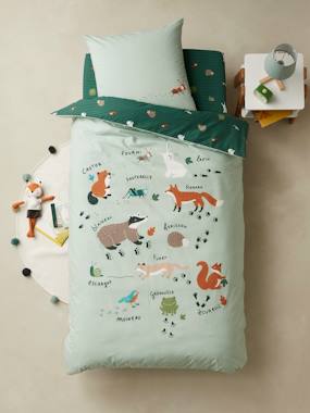 -Parure housse de couette enfant et taie d'oreiller CLASSE VERTE