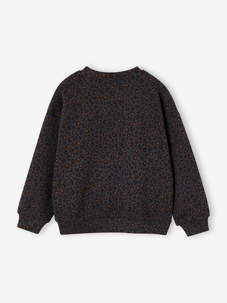 Sweat fille léopard coeur doré capsule famille beige+gris foncé - vertbaudet enfant 