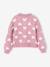Cardigan with Jacquard Knit Hearts for Girls golden beige+lilac+old rose - vertbaudet enfant 