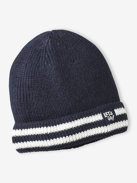Hat, snood and gloves set for boys marl grey+night blue - vertbaudet enfant 