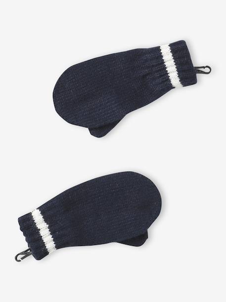 Hat, snood and gloves set for boys marl grey+night blue - vertbaudet enfant 