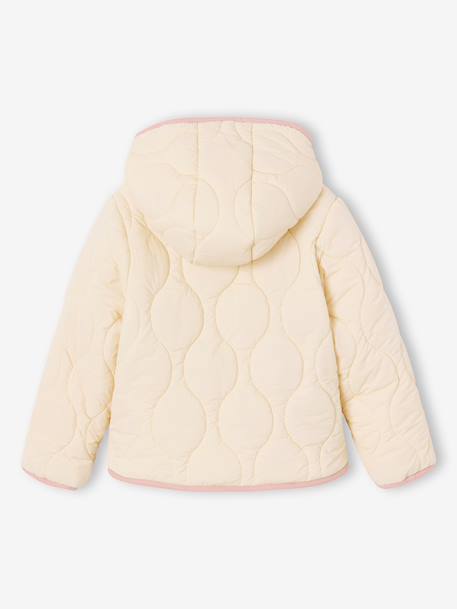 Lightweight puffer jacket for girls dusky pink+vanilla - vertbaudet enfant 