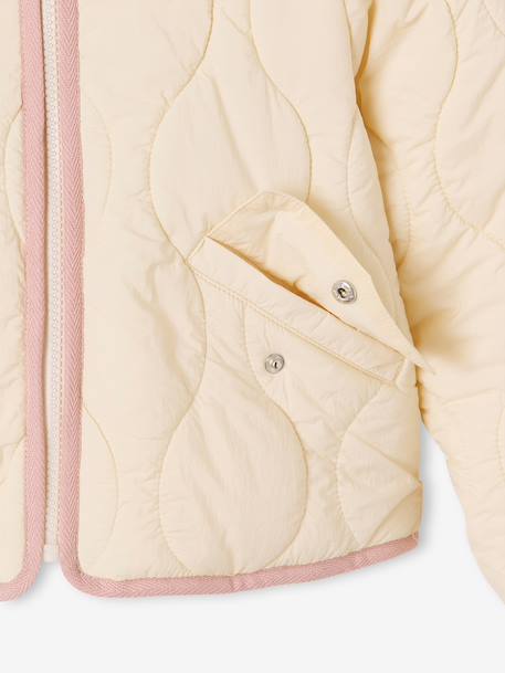 Lightweight puffer jacket for girls dusky pink+vanilla - vertbaudet enfant 