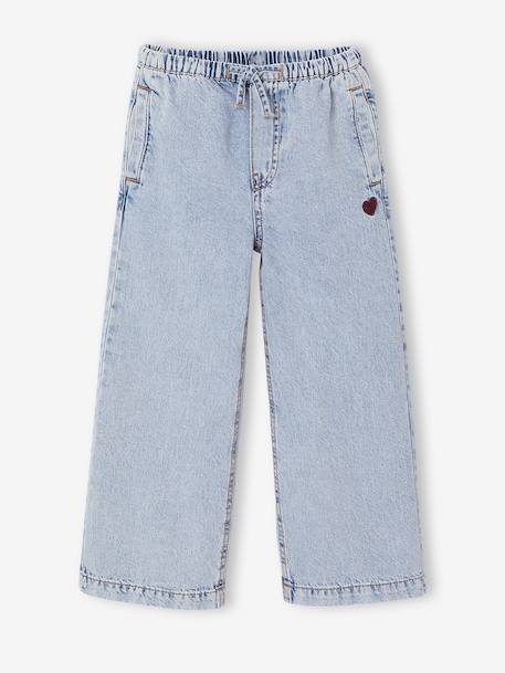 Wide-leg trousers for girls bleached denim+medium blue - vertbaudet enfant 
